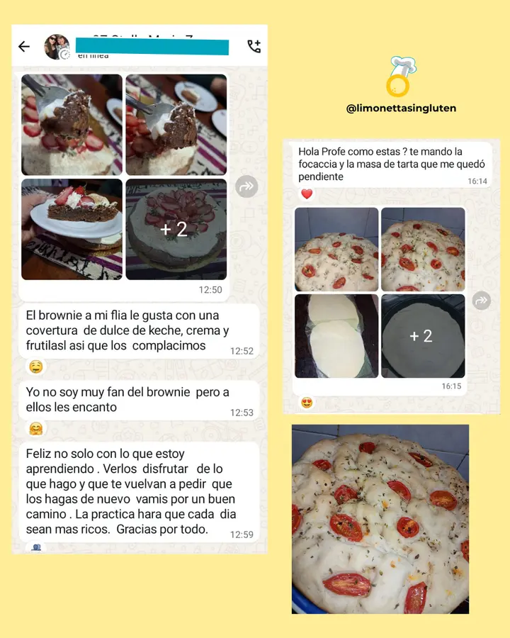 Experiencias de alumnas con brownie y focaccia