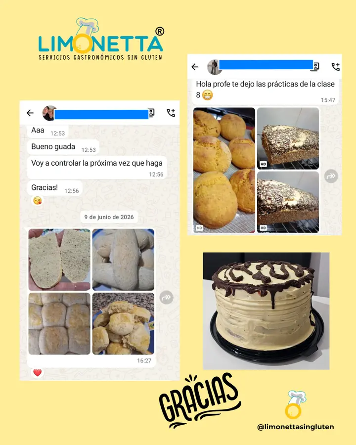 Prácticas de panes y torta realizadas por alumnas