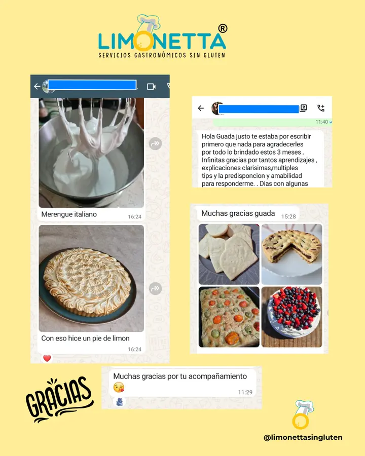 Agradecimientos y producciones de panadería y pastelería